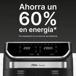 Ufesa Freidora de aire digital doble cubeta 9L Thunder