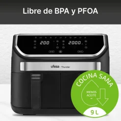 Ufesa Freidora de aire digital doble cubeta 9L Thunder