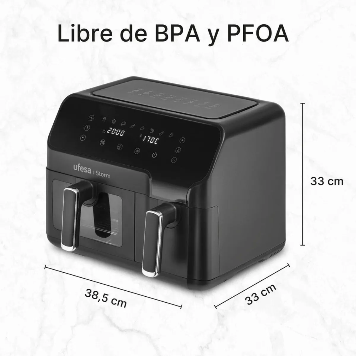 Ufesa Freidora de aire doble cubeta 5.5L + 3.5L Storm