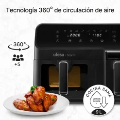 Ufesa Freidora de aire doble cubeta 5.5L + 3.5L Storm